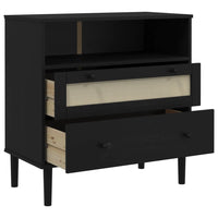 Thumbnail for Sideboard SENJA Rattan-Optik Schwarz 80x40x80 cm Kiefernholz