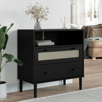 Thumbnail for Sideboard SENJA Rattan-Optik Schwarz 80x40x80 cm Kiefernholz
