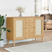 Thumbnail for Sideboard SENJA Rattan-Optik Braun 112x40x80 cm Kiefernholz