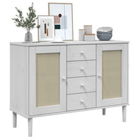 Thumbnail for Sideboard SENJA Rattan-Optik Weiß 112x40x80 cm Kiefernholz
