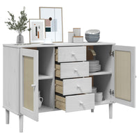 Thumbnail for Sideboard SENJA Rattan-Optik Weiß 112x40x80 cm Kiefernholz