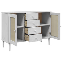 Thumbnail for Sideboard SENJA Rattan-Optik Weiß 112x40x80 cm Kiefernholz