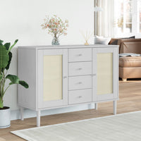 Thumbnail for Sideboard SENJA Rattan-Optik Weiß 112x40x80 cm Kiefernholz