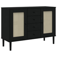 Thumbnail for Sideboard SENJA Rattan-Optik Schwarz 112x40x80 cm Kiefernholz