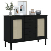 Thumbnail for Sideboard SENJA Rattan-Optik Schwarz 112x40x80 cm Kiefernholz