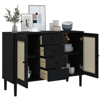 Thumbnail for Sideboard SENJA Rattan-Optik Schwarz 112x40x80 cm Kiefernholz