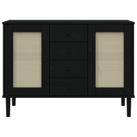 Thumbnail for Sideboard SENJA Rattan-Optik Schwarz 112x40x80 cm Kiefernholz
