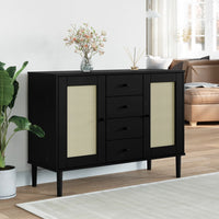 Thumbnail for Sideboard SENJA Rattan-Optik Schwarz 112x40x80 cm Kiefernholz