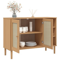 Thumbnail for Sideboard SENJA Rattan-Optik Braun 112x40x80 cm Kiefernholz