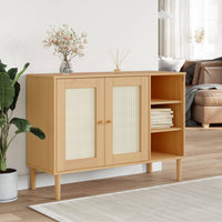 Thumbnail for Sideboard SENJA Rattan-Optik Braun 112x40x80 cm Kiefernholz