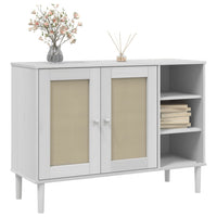 Thumbnail for Sideboard SENJA Rattan-Optik Weiß 112x40x80 cm Kiefernholz