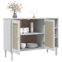 Thumbnail for Sideboard SENJA Rattan-Optik Weiß 112x40x80 cm Kiefernholz