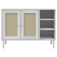 Thumbnail for Sideboard SENJA Rattan-Optik Weiß 112x40x80 cm Kiefernholz