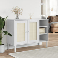 Thumbnail for Sideboard SENJA Rattan-Optik Weiß 112x40x80 cm Kiefernholz