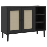 Thumbnail for Sideboard SENJA Rattan-Optik Schwarz 112x40x80 cm Kiefernholz
