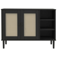 Thumbnail for Sideboard SENJA Rattan-Optik Schwarz 112x40x80 cm Kiefernholz