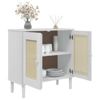 Thumbnail for Sideboard SENJA Rattan-Optik Weiß 80x35x80 cm Kiefernholz