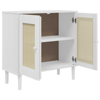 Thumbnail for Sideboard SENJA Rattan-Optik Weiß 80x35x80 cm Kiefernholz