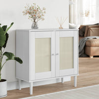 Thumbnail for Sideboard SENJA Rattan-Optik Weiß 80x35x80 cm Kiefernholz