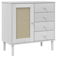 Thumbnail for Sideboard SENJA Rattan-Optik Weiß 80x40x80 cm Kiefernholz