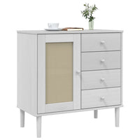 Thumbnail for Sideboard SENJA Rattan-Optik Weiß 80x40x80 cm Kiefernholz