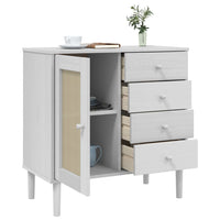 Thumbnail for Sideboard SENJA Rattan-Optik Weiß 80x40x80 cm Kiefernholz