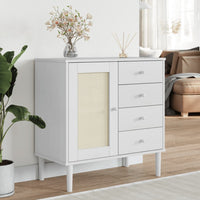 Thumbnail for Sideboard SENJA Rattan-Optik Weiß 80x40x80 cm Kiefernholz