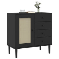 Thumbnail for Sideboard SENJA Rattan-Optik Schwarz 80x40x80 cm Kiefernholz