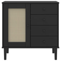 Thumbnail for Sideboard SENJA Rattan-Optik Schwarz 80x40x80 cm Kiefernholz