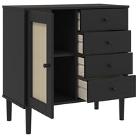 Thumbnail for Sideboard SENJA Rattan-Optik Schwarz 80x40x80 cm Kiefernholz