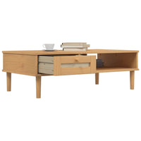 Thumbnail for Couchtisch SENJA Rattan-Optik Braun 100x55x33 cm Kiefernholz