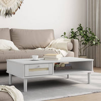 Thumbnail for Couchtisch SENJA Rattan-Optik Weiß 100x55x33 cm Kiefernholz