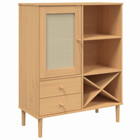 Thumbnail for Highboard SENJA Rattan-Optik Braun 90x40x112 cm Kiefernholz