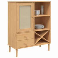 Thumbnail for Highboard SENJA Rattan-Optik Braun 90x40x112 cm Kiefernholz