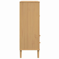 Thumbnail for Highboard SENJA Rattan-Optik Braun 90x40x112 cm Kiefernholz
