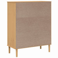 Thumbnail for Highboard SENJA Rattan-Optik Braun 90x40x112 cm Kiefernholz
