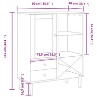 Thumbnail for Highboard SENJA Rattan-Optik Braun 90x40x112 cm Kiefernholz