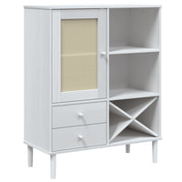 Thumbnail for Highboard SENJA Rattan-Optik Weiß 90x40x112 cm Kiefernholz