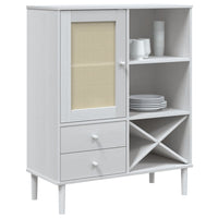 Thumbnail for Highboard SENJA Rattan-Optik Weiß 90x40x112 cm Kiefernholz