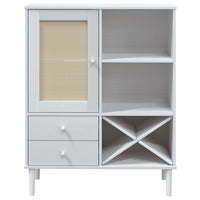 Thumbnail for Highboard SENJA Rattan-Optik Weiß 90x40x112 cm Kiefernholz