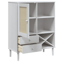Thumbnail for Highboard SENJA Rattan-Optik Weiß 90x40x112 cm Kiefernholz
