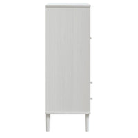 Thumbnail for Highboard SENJA Rattan-Optik Weiß 90x40x112 cm Kiefernholz