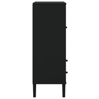 Thumbnail for Highboard SENJA Rattan-Optik Schwarz 90x40x112 cm Kiefernholz