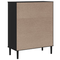 Thumbnail for Highboard SENJA Rattan-Optik Schwarz 90x40x112 cm Kiefernholz