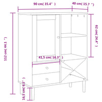Thumbnail for Highboard SENJA Rattan-Optik Schwarz 90x40x112 cm Kiefernholz