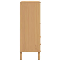 Thumbnail for Highboard SENJA Rattan-Optik Braun 90x40x112 cm Kiefernholz