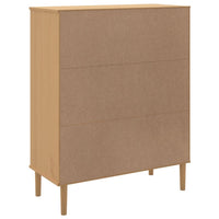 Thumbnail for Highboard SENJA Rattan-Optik Braun 90x40x112 cm Kiefernholz