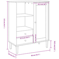 Thumbnail for Highboard SENJA Rattan-Optik Braun 90x40x112 cm Kiefernholz