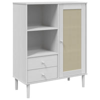 Thumbnail for Highboard SENJA Rattan-Optik Weiß 90x40x112 cm Kiefernholz