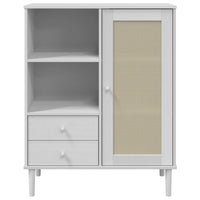 Thumbnail for Highboard SENJA Rattan-Optik Weiß 90x40x112 cm Kiefernholz